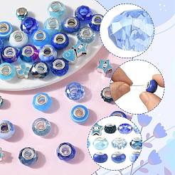 40Pcs 20 Styles Blue Series Resin European Beads&nbsp;RPDL-FS0001-02