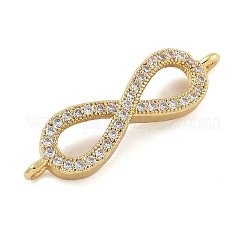 Rack Plating Brass Micro Pave Clear Cubic Zirconia Infinity Connector Charms&nbsp;KK-A234-079G