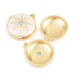 Brass Locket Pendants&nbsp;KK-D232-10G