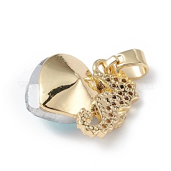 Real 18K Gold Plated Rack Plating Brass Micro Pave Cubic Zirconia Pendants&nbsp;KK-C015-02G-05