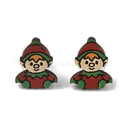 Christmas Theme Wood Stud Earrings&nbsp;EJEW-U016-06P-04