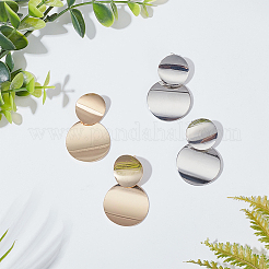 2 Pairs 2 Colors Alloy Double Flat Round Dangle Stud Earrings for Women&nbsp;EJEW-AN0001-84