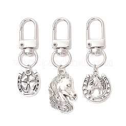 3Pcs Tibetan Style Alloy Horseshoe & Horse Pendant Decorations&nbsp;HJEW-JM04735
