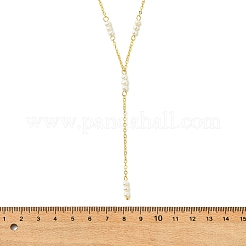 Brass & Potato Natural Cultured Freshwater Pearl Tassel Y Necklaces for Women&nbsp;NJEW-JN06289