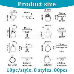 80Pcs 8 Styles Tibetan Style Alloy Toggle Clasps&nbsp;FIND-GA0005-34