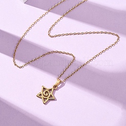304 Stainless Steel Star Pendant Cable Chain Necklaces for Men Women&nbsp;NJEW-K308-01B-G