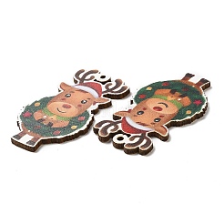 Single Face Christmas Printed Wood Big Pendants&nbsp;WOOD-D025-34