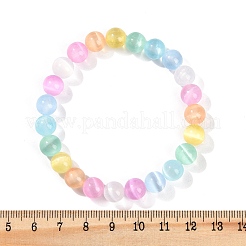 Dyed Natural Selenite Round Beaded Stretch Bracelets for Women&nbsp;G-U005-02M