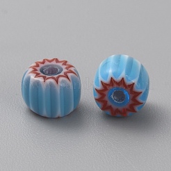 Handmade Millefiori Glass Beads&nbsp;LAMP-CJC0016-01B