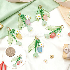 20Pcs 5 Colors Glass Pendants&nbsp;PALLOY-SZ00066