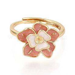 Flower Brass Enamel Adjustable Rings Setting&nbsp;KK-T079-17G