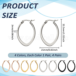 4 Pairs 4 Colors Stainless Steel Hoop Earrings&nbsp;EJEW-GO0003-13