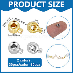 60Pcs 2 Colors Brass Crimp Beads&nbsp;KK-PH0014-90