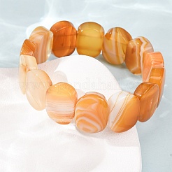 Oval Natural Banded Agate(Dyed & Heated) Beaded Stretch Bracelets for Women Men&nbsp;GG-CBA9ACE-A11