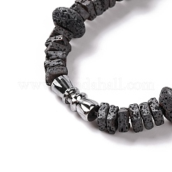 Square & Rondelle Natural Lava Rock Beaded Necklaces&nbsp;NJEW-Q341-11
