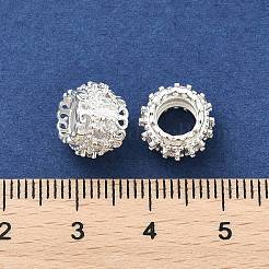 Brass Micro Pave Cubic Zirconia European Beads&nbsp;KK-P297-01S
