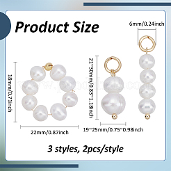 6Pcs 3 Styles Natural Cultured Freshwater Pearl Rondelle Pendants & Ring Findings Kits&nbsp;PALLOY-PH01753