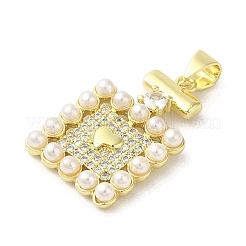 Rack Plating Brass Micro Pave Cubic Zirconia Pendants&nbsp;KK-C052-21G
