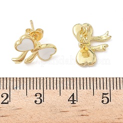 Brass Enamel Stud Earrings&nbsp;EJEW-F383-01G