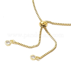 Brass Pave Clear Cubic Zirconia Box Chain Cross Pendant Slider Bracelets&nbsp;BJEW-JB10809