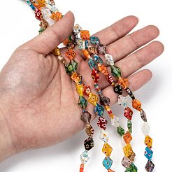 Rhombus Handmade Millefiori Glass Beads&nbsp;X-LK-R004-48