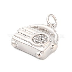 Brass Micro Pave Cubic Zirconia Pendants&nbsp;KK-H527-28P