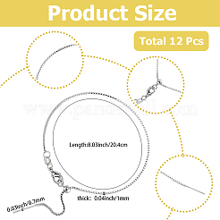 12Pcs 1MM Brass Box Chain Adjustable Slider Bracelets&nbsp;KK-SC0007-32P