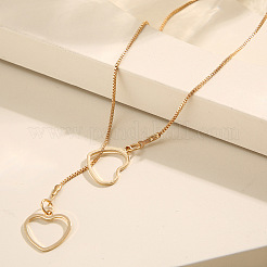 Double Hollow Heart Alloy Lariat Necklaces for Women&nbsp;FS-WG9B5F3-02