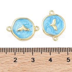 Ocean Brass Enamel Connector Charms&nbsp;KK-C251-05G-02