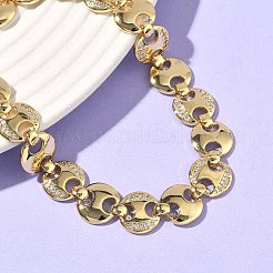 Clear Cubic Zirconia Flat Round Link Chains Bracelet&nbsp;BJEW-G773-06G