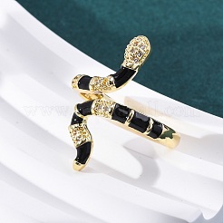 Brass Micro Pave Clear Cubic Zirconia Cuff Rings for Women&nbsp;RJEW-U047-39G