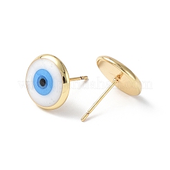 Enamel Evil Eye Stud Earrings&nbsp;EJEW-G334-01G-01