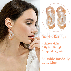 4 Pairs 4 Colors Horse Eye Acrylic Dangle Stud Earrings with Steel Iron Pins for Women&nbsp;EJEW-AN0004-11