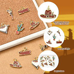 10Pcs 5 Styles West Cowboy Brass Enamel Pendants&nbsp;KK-CJ0004-42