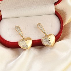 Brass Micro Pave Clear Cubic Zirconia Dangle Stud Earrings for Women&nbsp;LS-EJEW-F352-05G-01
