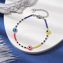 Resin Evil Eye & Glass Seed Beaded Bracelets&nbsp;BJEW-MZ00050