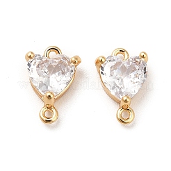 Brass Clear Glass Connector Charms&nbsp;KK-M233-37G