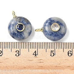 Natural Blue Spot Jasper Flat Round Pendants&nbsp;G-H318-01G-07