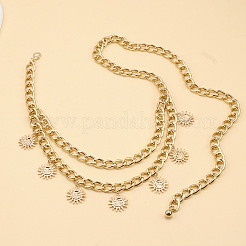 Alloy Sunflower Charm Double Layer Waist Belly Chains for Women&nbsp;FS-WG2E8BA-01