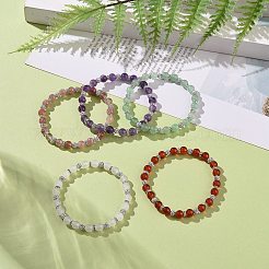Round Natural Malaysia Jade Bead Stretch Bracelets&nbsp;BJEW-JB09128