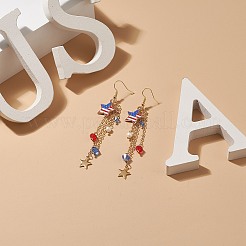 Independence Day Alloy Enamel Star Tassel Dangle Earrings&nbsp;EJEW-TA00188