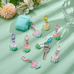 12Pcs 6 Colors Resin Tulip Pendant Decorations&nbsp;HJEW-UN0001-26