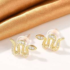 Brass Micro Pave Clear Cubic Zirconia Stud Earrings&nbsp;EJEW-P301-17G