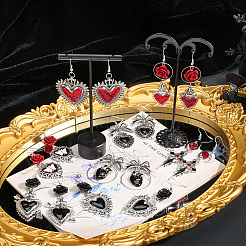 DIY Gothic Heart Brass & Alloy Enamel Dangle Earring Making Kits&nbsp;DIY-SC0026-61