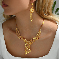 Alloy Hollow Statement Necklace & Earring Sets for Middle Eastern Bride&nbsp;KF3516