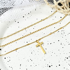 Cross 304 Stainless Steel Pendant Necklaces for Women&nbsp;NJEW-G157-07G