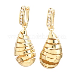 Brass Micro Pave Cubic Zirconia Dangle Hoop Earrings&nbsp;EJEW-G471-54G