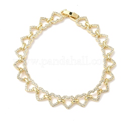 Clear Cubic Zirconia Heart Link Chains Bracelet&nbsp;BJEW-G773-02G