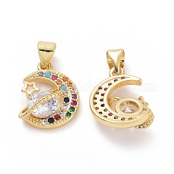 Brass Cubic Zirconia Pendants&nbsp;ZIRC-I062-32G