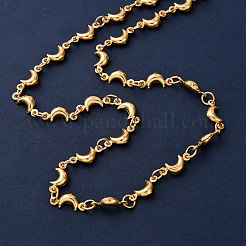 304 Stainless Steel Moon Link Chain Necklaces for Women&nbsp;NJEW-G178-09G